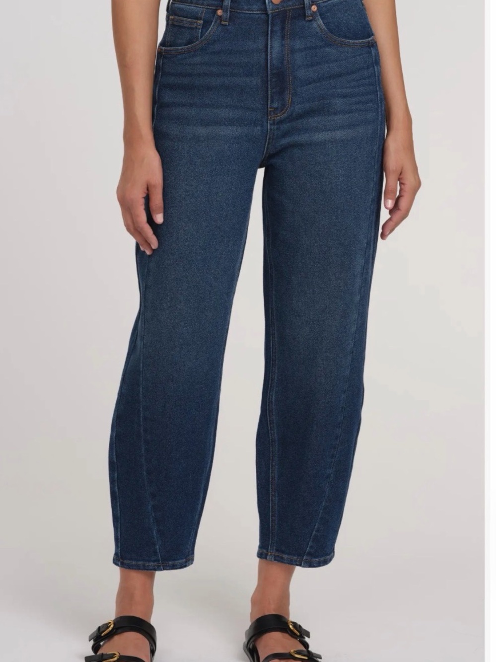 Sanctuary High Rise Soft Barrel Side Seam Detail Jeans, Dark Blue, Size 26